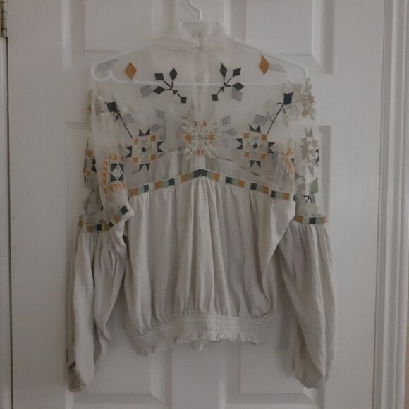 Free People Cream and Multicolor Embroidered Blouse - Picture 4 of 15